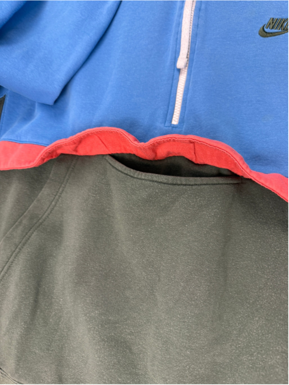 VTG Y2K Nike Hoodie sweatshirt Colorblock NSW Club Half-zip Blue Green Men Sz XL - Picture 6 of 10